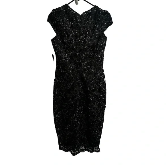 Marina size 4 cap sleep silver lace dress - Picture 4 of 9
